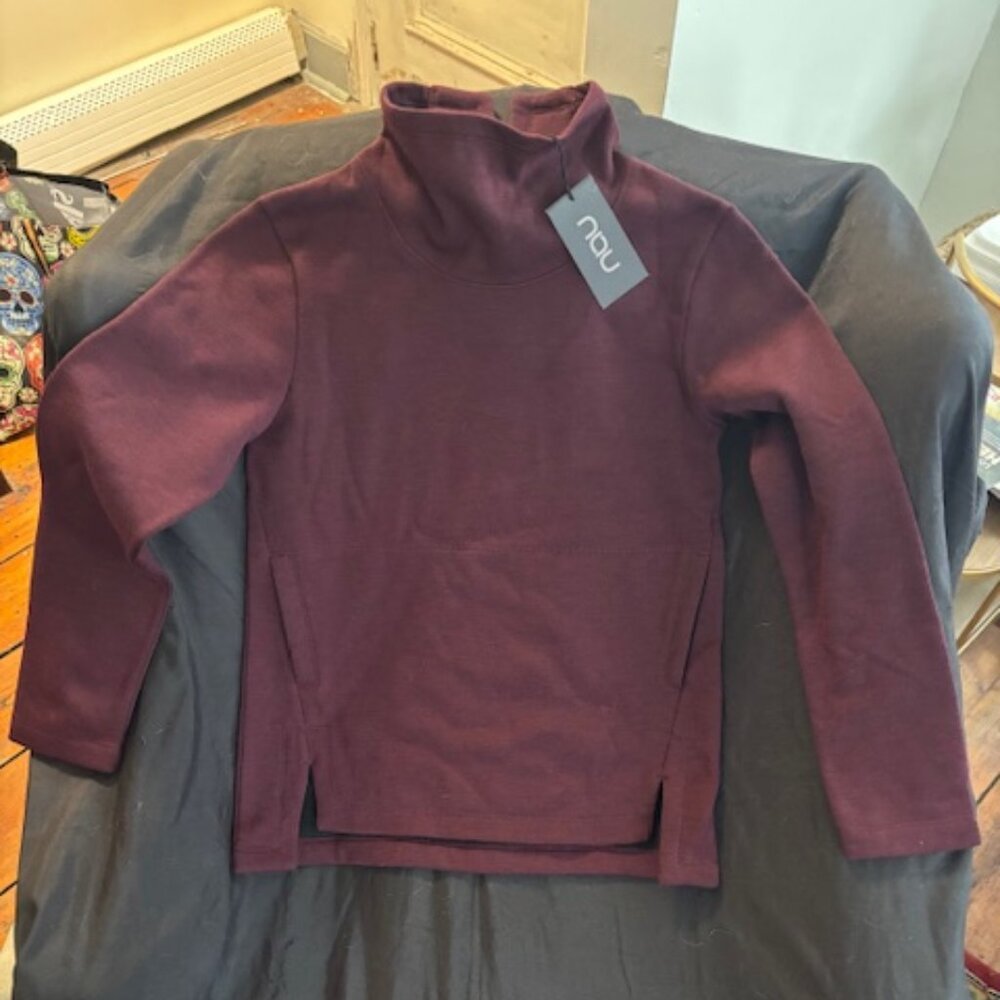 Nau Hyperspacer Funnel Neck Pullover Sweater- maroon (size small) - new